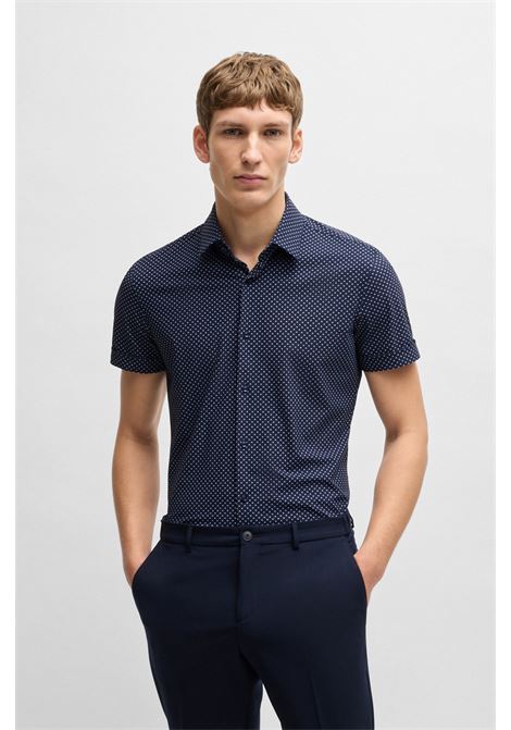 Camicia slim fit in jersey elasticizzato ad alte prestazioni con stampa BOSS | Camicie | 50539369404