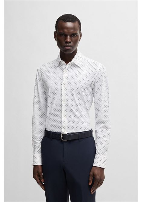 Camicia slim fit in tessuto elasticizzato ad alte prestazioni con stampa geometrica BOSS | Camicie | 50539416806