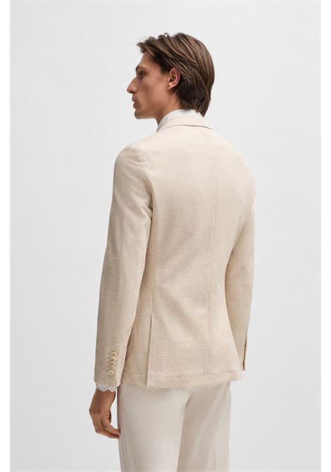 Blazer slim fit in lino e cotone con motivo BOSS | Giacche | 50539470119
