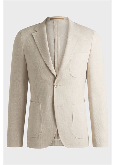 Blazer slim fit in lino e cotone con motivo BOSS | Giacche | 50539470119