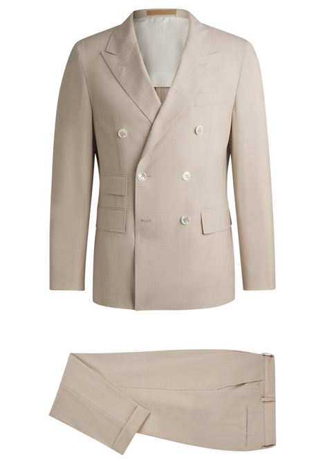 HUGO BOSS CAMEL - Slim fit dress in virgin wool and patterned silk BOSS |  | 50539677234