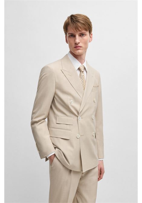 Abito slim fit in lana vergine e seta a motivi BOSS | Abiti | 50539677234