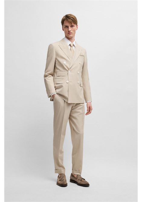 Abito slim fit in lana vergine e seta a motivi BOSS | Abiti | 50539677234