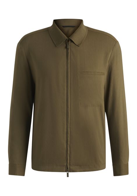 Sovracamicia relaxed fit in misto lino con zip BOSS | Giacche | 50540701302