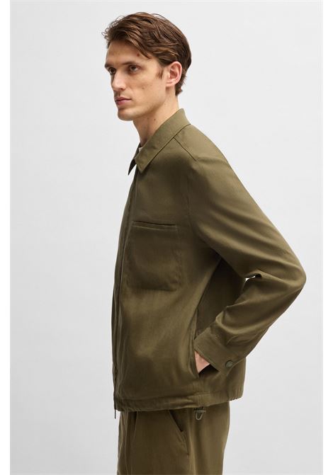 Sovracamicia relaxed fit in misto lino con zip BOSS | Giacche | 50540701302