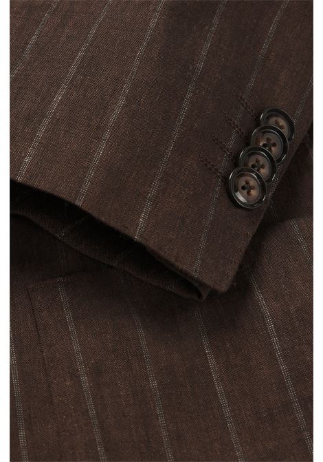 Abito gessato in lino, lana e tessuto elasticizzato BOSS | Abiti | 50540765204