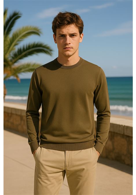 Maglia girocollo in cotone verde muschio  Grifoni GRIFONI | Maglieria | 110003SR/118068