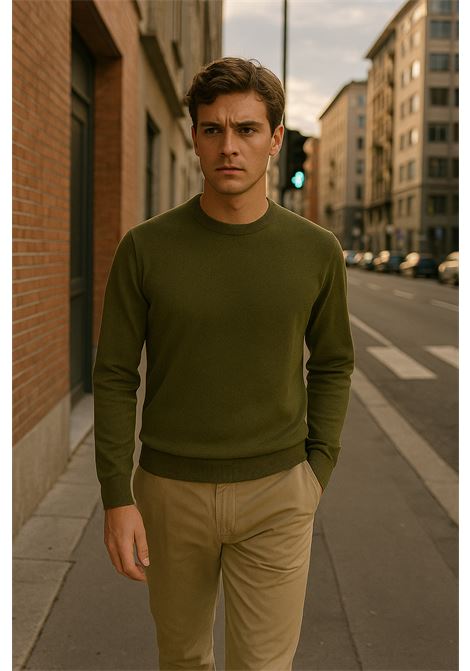Maglia girocollo in cotone verde muschio  Grifoni GRIFONI | Maglieria | 110003SR/118068