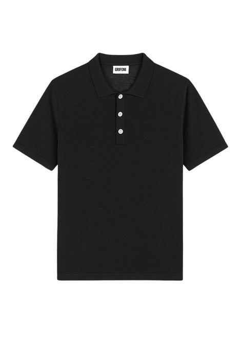 Polo Uomo Grifoni Nera in Cotone Leggero con Bottoni Bianchi GRIFONI | Polo | 110006/117003