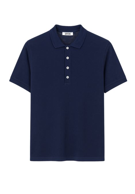 Polo Uomo Grifoni Blu Navy in Cotone Leggero con Bottoni Bianchi GRIFONI | Polo | 110006/117582
