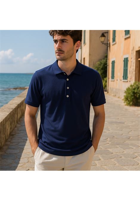 Polo Uomo Grifoni Blu Navy in Cotone Leggero con Bottoni Bianchi GRIFONI | Polo | 110006/117582