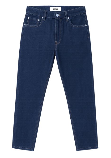 GRIFONI men's slim fit jeans made of dark blue denim with contrast stitching and classic 5-pocket details. GRIFONI |  | 142004/91B/S2S21