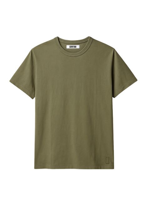 A modern classic: moss green T-shirt in pure cotton by Grifoni, minimal and versatile. GRIFONI |  | 180001/54068