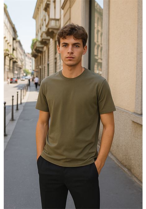 A modern classic: moss green T-shirt in pure cotton by Grifoni, minimal and versatile. GRIFONI |  | 180001/54068
