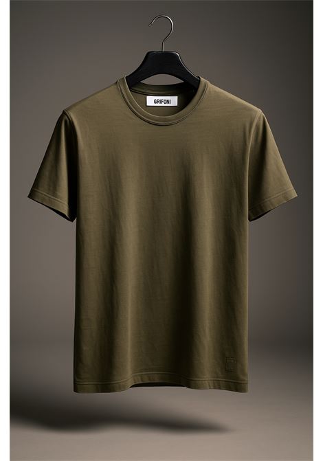 A modern classic: moss green T-shirt in pure cotton by Grifoni, minimal and versatile. GRIFONI |  | 180001/54068