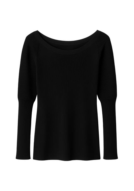 Maglia Nera a Coste con Scollo Ampio - Grifoni GRIFONI | Maglieria | 210019/116003