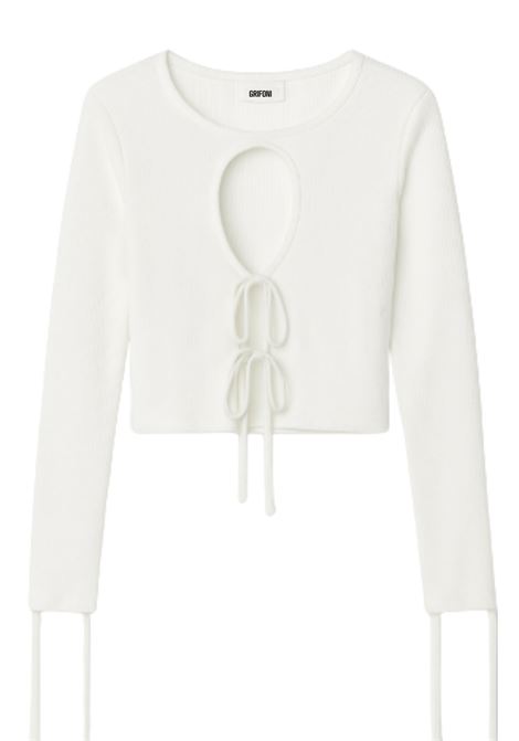 Top Crop Bianco con Cut-Out e Lacci - Grifoni GRIFONI | Maglieria | 210021/116045
