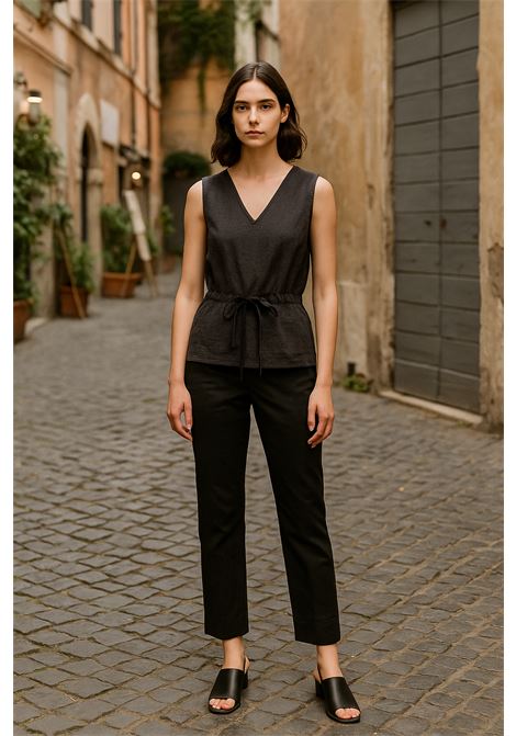 Top Donna Nero Senza Maniche con Laccio in Vita  Grifoni GRIFONI | Top & T-shirt | 220213/20003