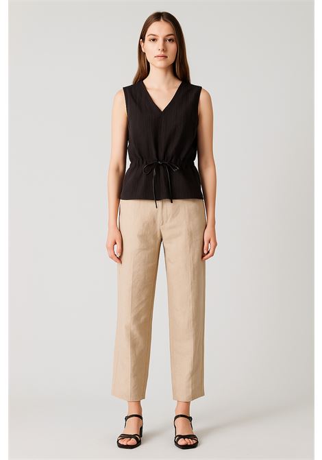 Pantaloni Donna in Lino Beige a Gamba Dritta  Grifoni GRIFONI | Pantaloni | 240065/14088