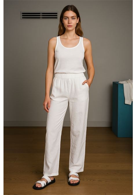 Pantalone in Lino Bianco GRIFONI  Eleganza Estiva Made in Italy GRIFONI | Pantaloni | 240072/8001