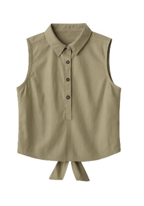 Top senza maniche in cotone con nodo frontale  Verde khaki JUCCA | Camicie | J4112200/27B803