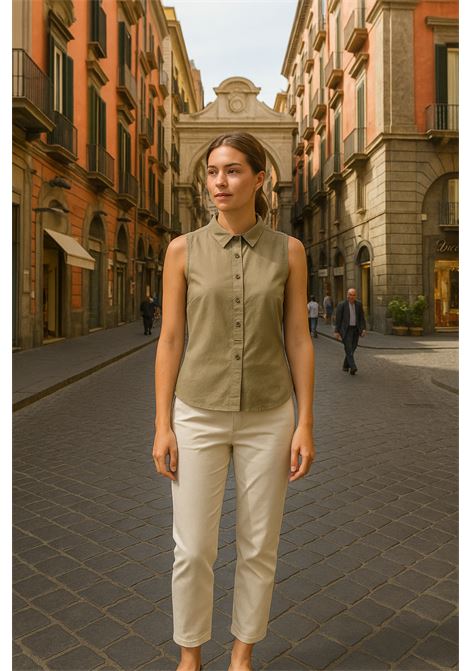 Top senza maniche in cotone con nodo frontale  Verde khaki JUCCA | Camicie | J4112200/27B803