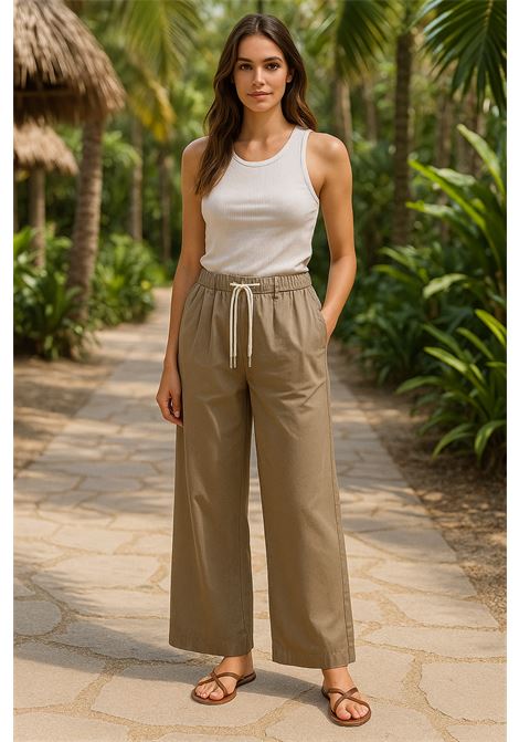 Pantaloni Donna Ampi con Coulisse e Pinces  Grigio Deserto JUCCA | Pantaloni | J4114137/27B803