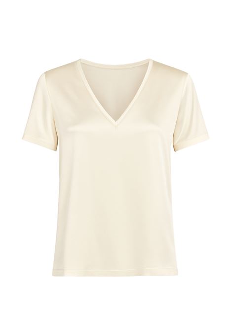 T-shirt Scollo V in Raso Color Panna  JUCCA JUCCA | T-shirt | J4152012/L/03045