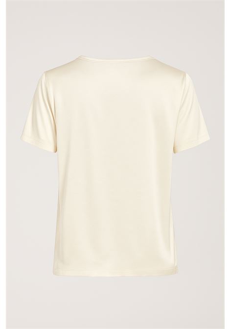 T-shirt Scollo V in Raso Color Panna  JUCCA JUCCA | T-shirt | J4152012/L/03045