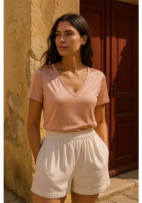 T-shirt in Raso Rosina con Scollo a V  JUCCA JUCCA | T-shirt | J4152012/L/03922