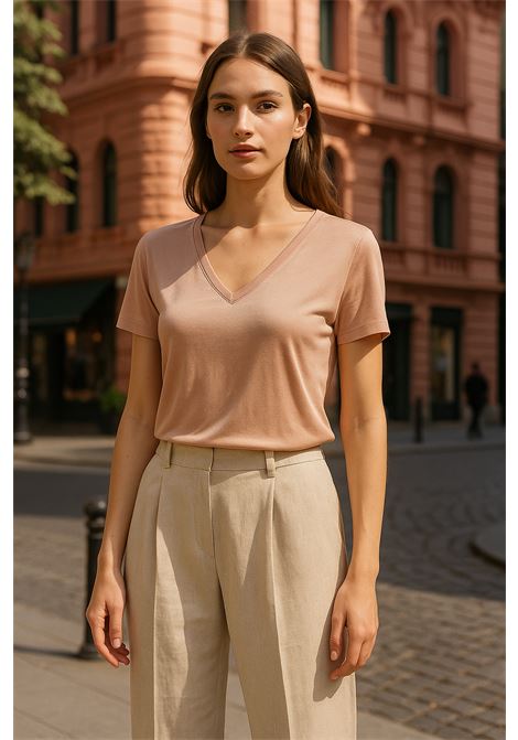 T-shirt in Raso Rosina con Scollo a V  JUCCA JUCCA | T-shirt | J4152012/L/03922