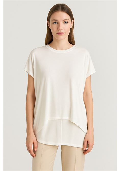 Top panna oversize JUCCA in jersey fluido  Comfort e stile Made in Italy JUCCA | Top & T-shirt | J4152082/L/03045