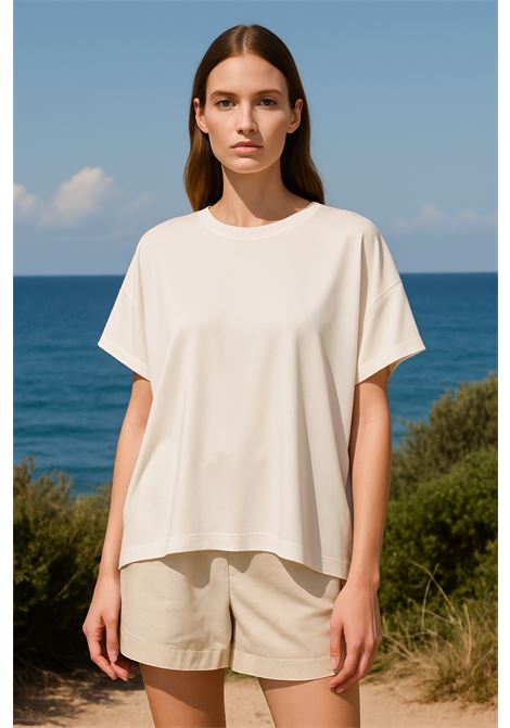 Top panna oversize JUCCA in jersey fluido  Comfort e stile Made in Italy JUCCA | Top & T-shirt | J4152082/L/03045