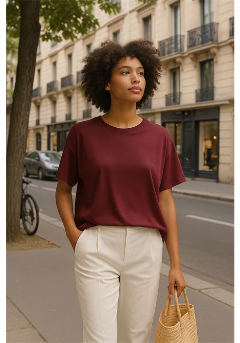 T-shirt Oversize in Tessuto Fluido Color Sangria - JUCCA JUCCA | Top & T-shirt | J4152082/L/03245