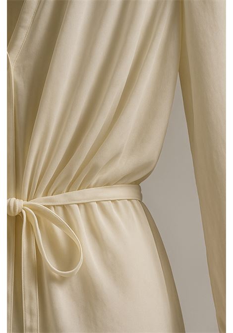 Blusa in Georgette Ghiaccio con Drappeggio e Cintura  JUCCA JUCCA | Bluse | J4152099/15077