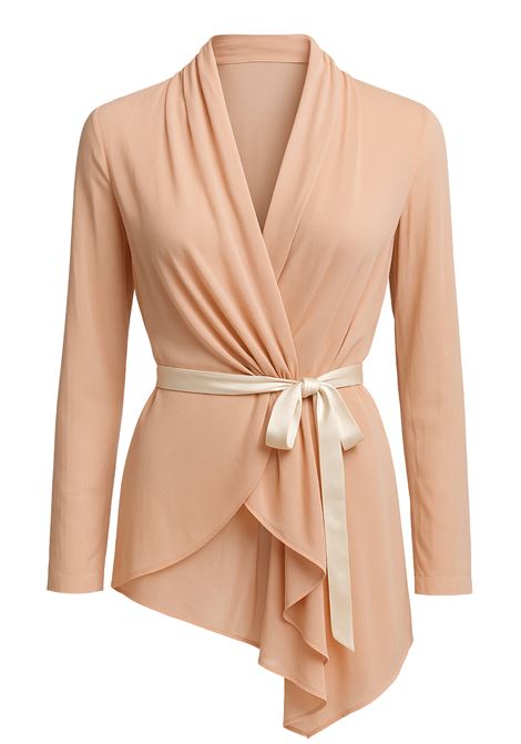Blusa Georgette Cipria con Fiocco in Raso  JUCCA JUCCA | Bluse | J4152099/15922