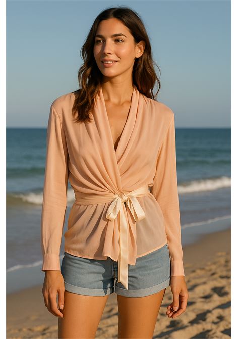Blusa Georgette Cipria con Fiocco in Raso  JUCCA JUCCA | Bluse | J4152099/15922