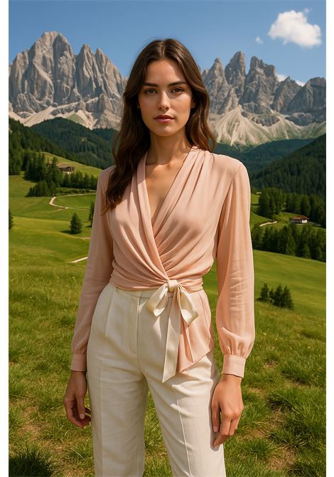 Blusa Georgette Cipria con Fiocco in Raso  JUCCA JUCCA | Bluse | J4152099/15922