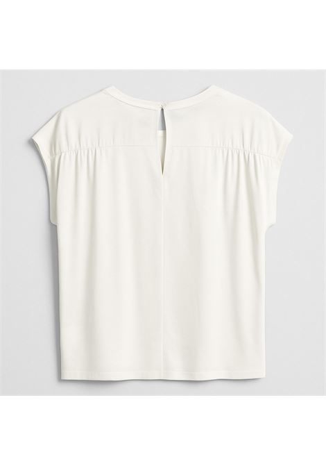 Blusa bianca JUCCA in tessuto fluido con manica corta arricciata  Eleganza essenziale Made in Italy JUCCA | T-shirt | J4152170/01001