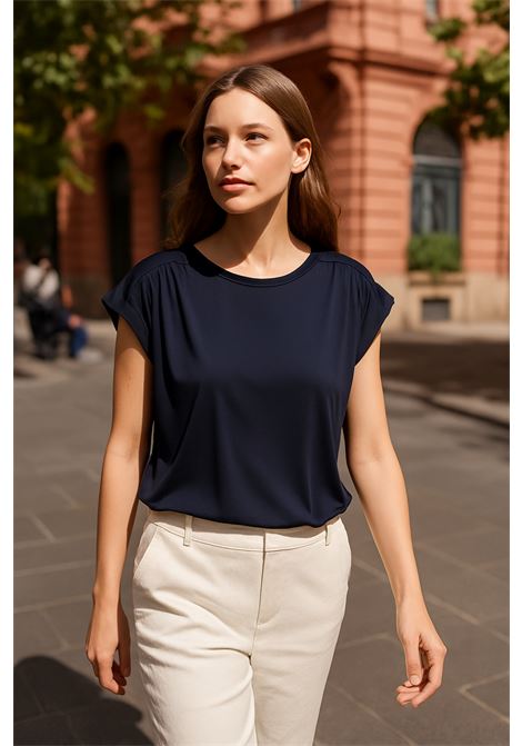 Blusa in Jersey Nero con Manica Morbida e Dettaglio Arricciato - JUCCA JUCCA | T-shirt | J4152170/01003