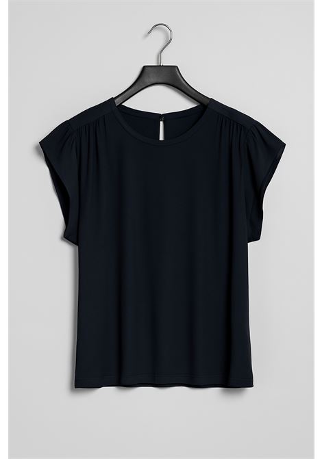 Blusa in Jersey Nero con Manica Morbida e Dettaglio Arricciato - JUCCA JUCCA | T-shirt | J4152170/01003
