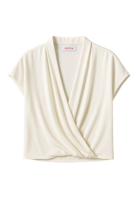 Top incrociato panna in viscosa fluida  Jucca JUCCA | Top & T-shirt | J4152176/07045