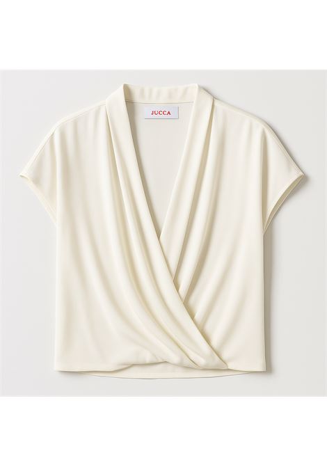 Top incrociato panna in viscosa fluida  Jucca JUCCA | Top & T-shirt | J4152176/07045
