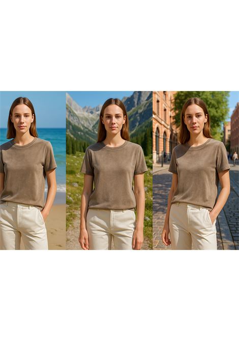 T-shirt Donna Effetto Velluto Color Sabbia - JUCCA JUCCA | T-shirt | J4152190/30088
