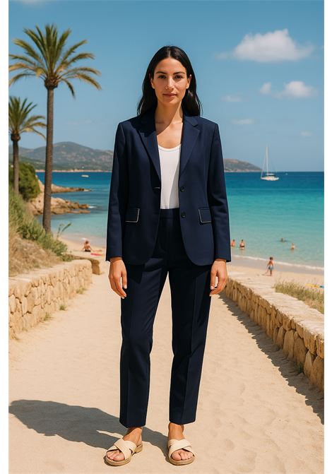 Blazer Donna Blu Navy con Profili a Contrasto - JUCCA JUCCA | Giacche | J4153058/02582