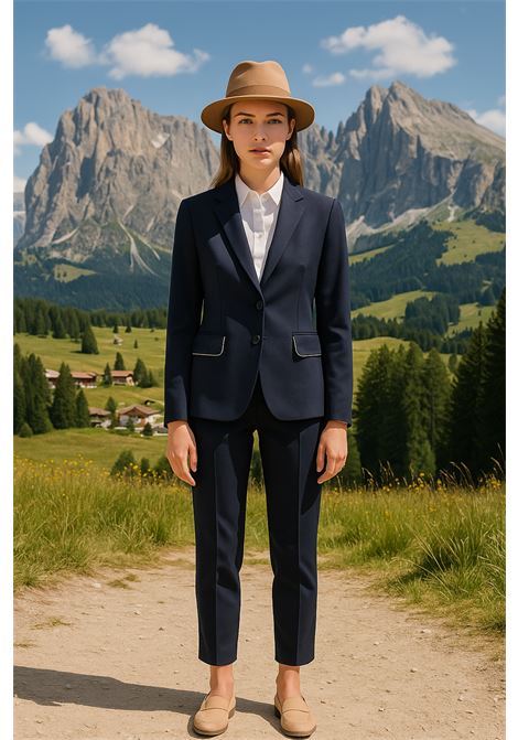 Blazer Donna Blu Navy con Profili a Contrasto - JUCCA JUCCA | Giacche | J4153058/02582