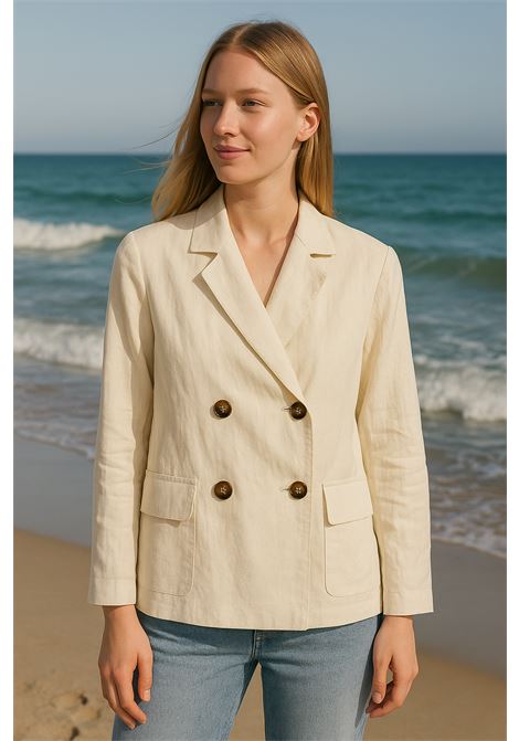 Blazer Doppiopetto in Lino Naturale Panna - JUCCA JUCCA | Giacche | J4153066/18045