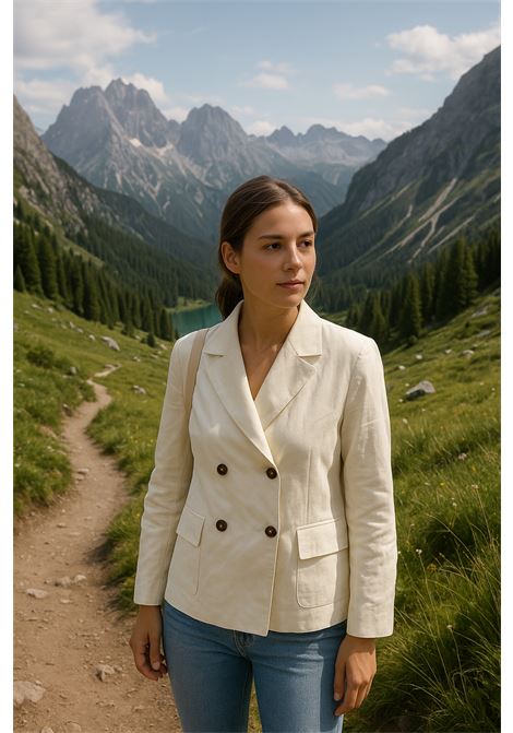 Blazer Doppiopetto in Lino Naturale Panna - JUCCA JUCCA | Giacche | J4153066/18045