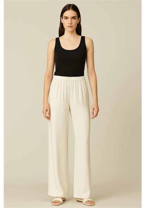 Pantaloni palazzo panna JUCCA in tessuto fluido  Eleganza minimal Made in Italy JUCCA | Pantaloni | J4154008/07045