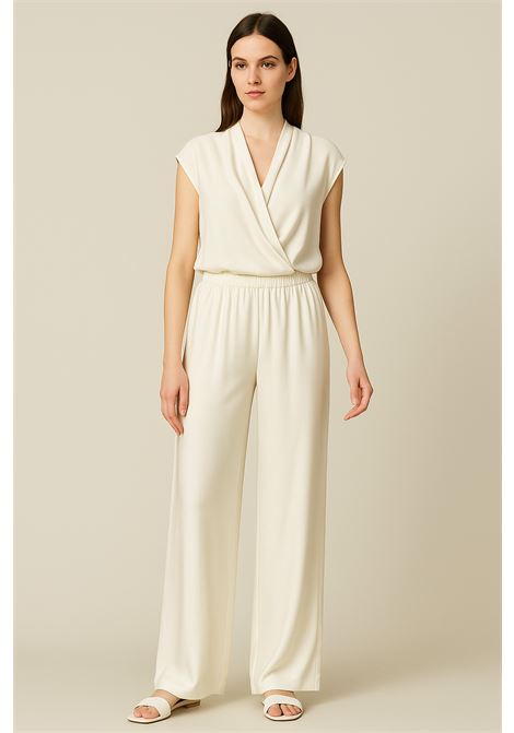 Pantaloni palazzo panna JUCCA in tessuto fluido  Eleganza minimal Made in Italy JUCCA | Pantaloni | J4154008/07045